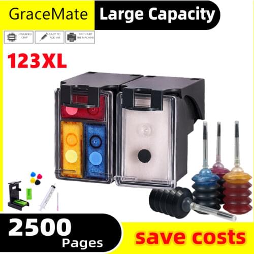 GraceMate 123XL Deskjet 2600 series 2620 2630 2630 2131 2132 Inkjet Printer Refillable ink cartridge Replacment For hp123 xl 123