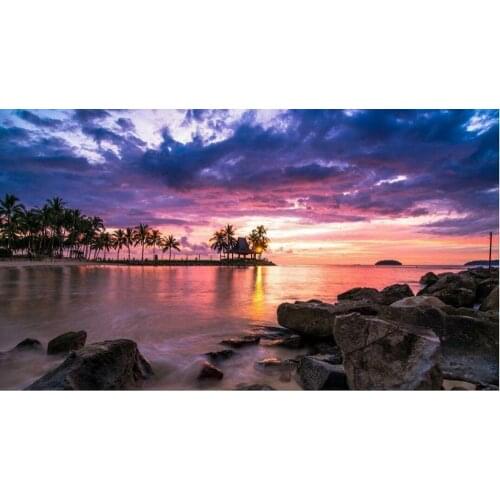 Tropical Beach At Sunset Landscape Giant Art print Silk poster Home Wall Decor