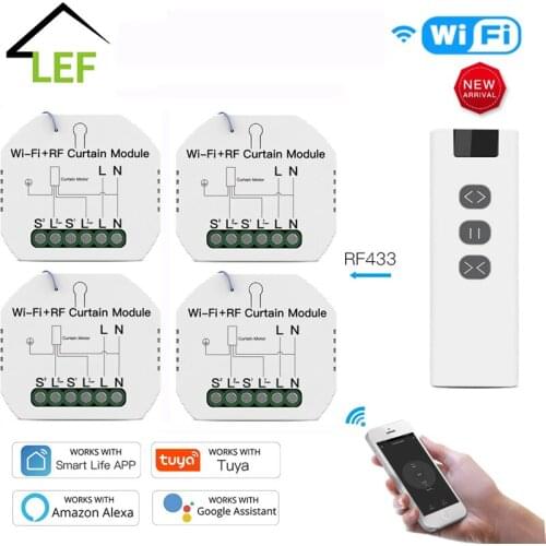 Tuya WiFi RF Roller Blind Shutter Curtain Switch Module with Remote for Electric Motor Sunscreen Works with Google Home Alexa