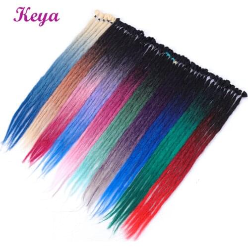 Handmade Dreadlock Extensions Pink Blue Ombre Dread Extensions Crochet Braids 24 Inch Synthetic Dreads Hair Extensions For Women