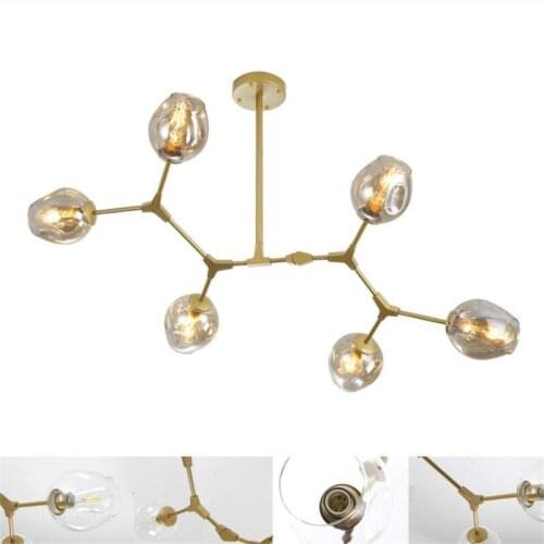 Vintage Loft Black/Gold Iron Glass Modo Pendant Light for Foyer Dining Room Bar Suspension 1847