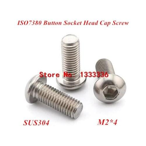 1000pcs M2*4 Button Hex Socket Head Cap Screw, ISO7380 Pan/Round head Bolts 304 stainless steel screws