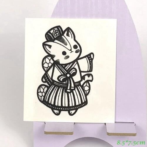 Waterproof Temporary Tattoo cat with beautiful dress tatto stickers flash tatoo fake tattoos for girl women lady kid
