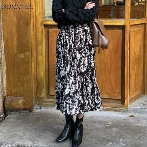 Skirts Women High Waist Loose Stylish Leisure Autumn Korean Version Female Mid-calf Elegant Retro All-match Temperament Soft New