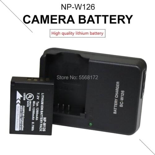 1Pcs 1260mAh NP-W126 NP W126 NPW126 Batteries + BC-W126 BCW126 Battery Charger for Fujifilm Fuji X-Pro1 XPro1 X-T1 XT1