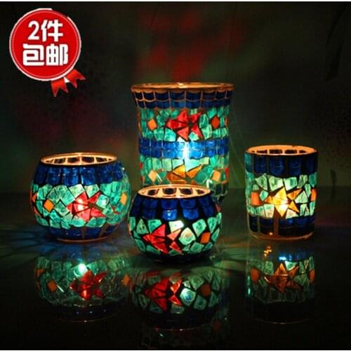 1 X Handmade Mosaic Candle Holder Romantic Mediterranean Style Candlelight Dinner Wedding Party Candle Lamp Home Deco Supply