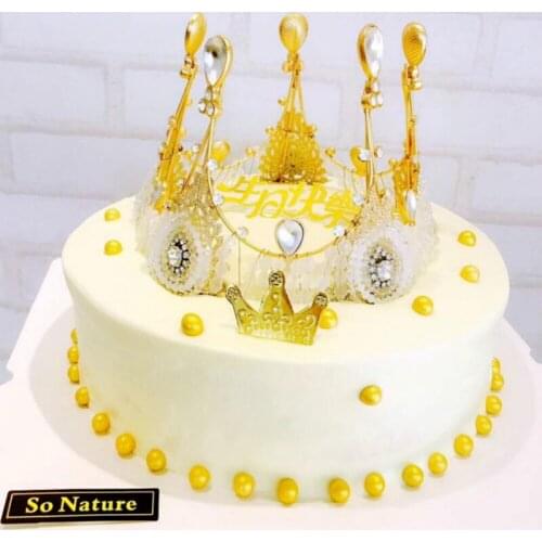 1pc dia15cm*10.5cm Retro crystal lace crown Cake Decor Ornament Wedding Engagement Kids Birthday Party Supplies Decoration