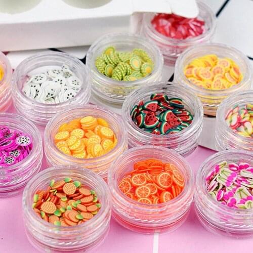 12 Type/Set Fruit Slices Filler for Nail Art 3D Fruit Flowers Tiny Slices Polymer Clay DIY Make Up Beauty Nail Sticker,JJ87