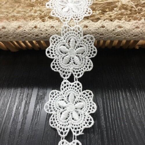15yards White Water Soluble Embroidered Lace Fabric DIY Handmade Costumes Garment Accessories Lace Trim Apparel Sewing Craft