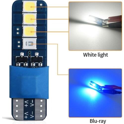 1X Canbus T10 W5W 8SMD 2835 Chips Car Interior Reading Lamp Bulb Festoon Bulb Car Dome Light No Error Super Bright Blue 12V