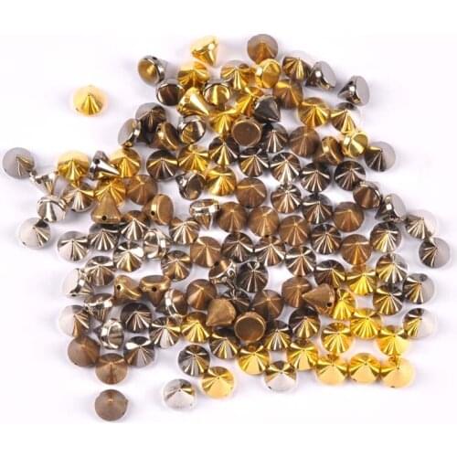 50Pcs Gold/Silver Sew on Spike Rivet Studs Nail Punk Rock For Bags Dress Clothes DIY Bead Crafts Riveting Garment Wedding 7x8mm