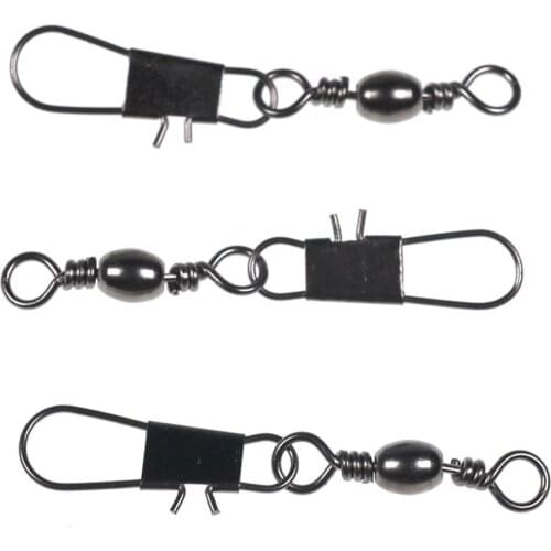 500pcs 12 Sizes Alloy Copper Barrel Crane Swivel with Interlock Snap Saltwater Fishing Hook Lure Connector Accessories