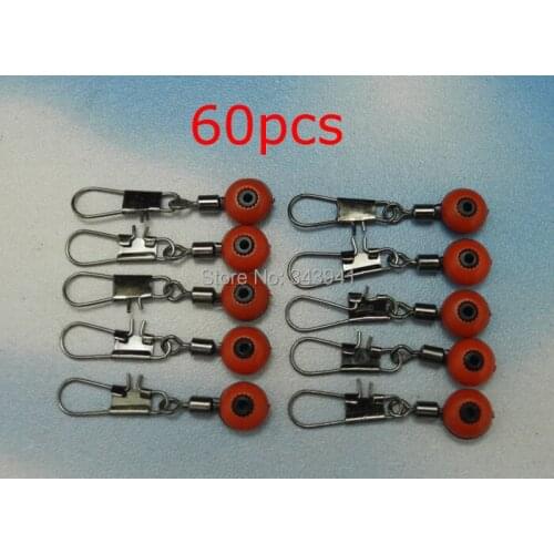 60Pcs/Lot Sea Fishing Space Bean Ocean Fishing Bait Ring Floating Seat with Rolling Swivels + Safety Pin Fishing Connector