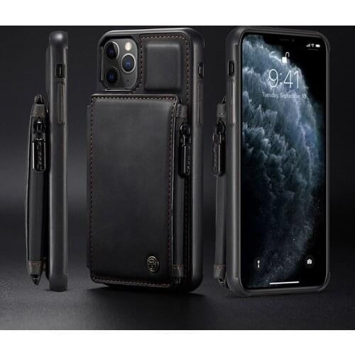 CaseMe Leather Case For iPhone 11 pro Max Retro Back Card Slots Wallet Back Case For iPhone XS max XR 8 7 Plus Stand Back Cover