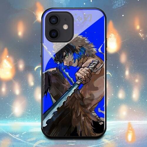 Demon Slayer Hashibira Inosuke Phone Case For Iphone X XR XS Max 11 11Pro 12Mini 12Pro 6 6s 7 8 Plus Tempered glass shell Cover