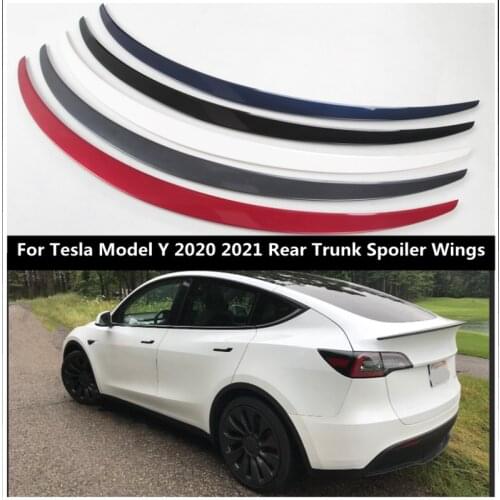 For Tesla Model Y 2020 2021 Rear Trunk Spoiler Wings Carbon fiber pattern Spoiler Wings Glossy Black Red Original Style