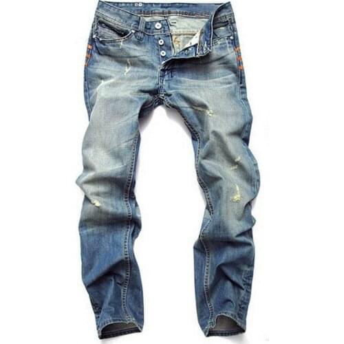 Jeans men ripped jeans for men classic Fashion casual baggy straight trousers blue brand 2019 jeans TJWLKJ