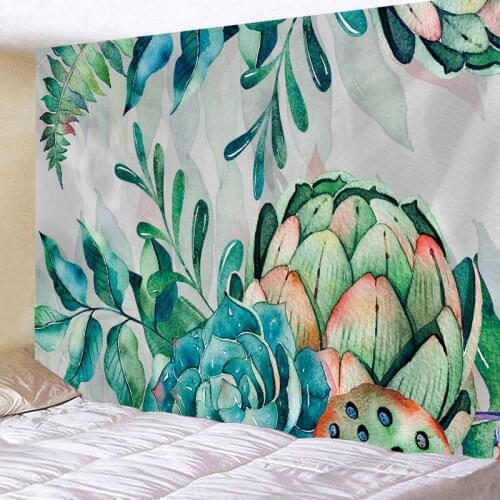 Tapestry Wall Hanging Bed Spread Beach Towel Table Cloth Yoga Mat Home Decoration Green Leaf Design Rectangle 150cmx130cm