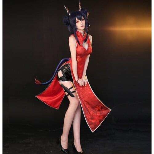 Game! Arknights Chen Cosplay Costume New Year SuiHongXia Skin Red Cheongsam Sexy Dress Halloween Carnival Uniform For Women