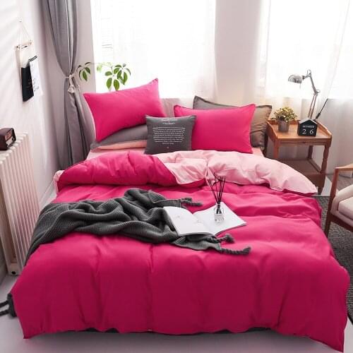 Classic Pure color Bed Linen Bedding Set 3/4pcs Yellow Blue Gray Purple Red color 200x230cm 220x240cm Size Bedclothes