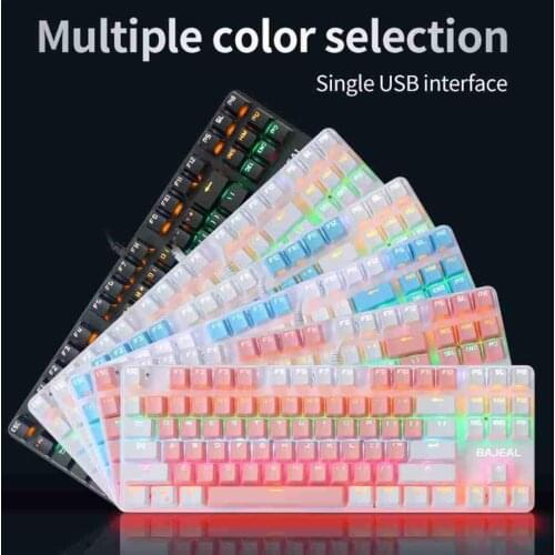 87 Keys USB Wired Gaming Mechanical Keyboard LED Rainbow Color Backlight Gaming Keyboard Waterproof Mechanical Keyboard