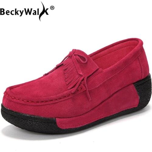 Spring Women Flats Shoes Platform Sneakers Slip On Autumn Suede Ladies Loafers Moccasins Casual Shoes Women Creepers WSH3352