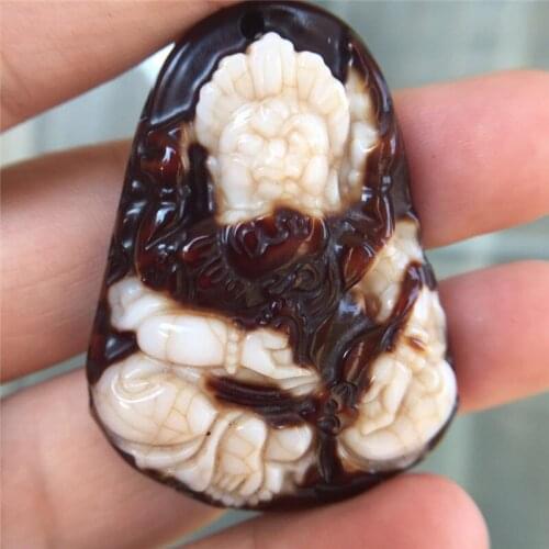Natural Agate Stone Carved Mythical Animals Patterns Tibetan Dzi Loosing Beads Pendant for Necklace Making