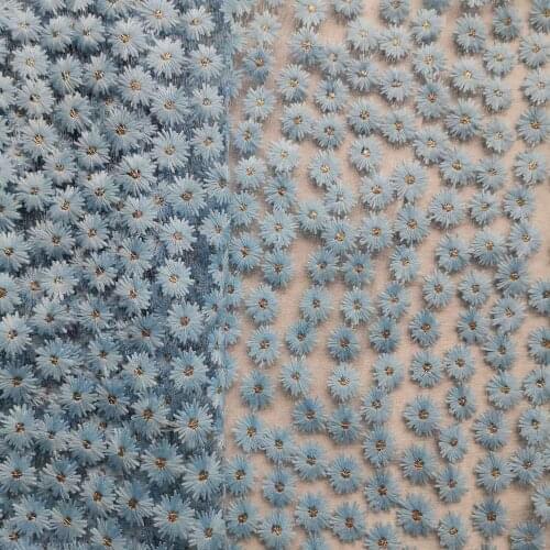 New non-stretch polyester transparent diamond mesh full of stars, gold silk flowers and three-dimensional full-scale embroidery