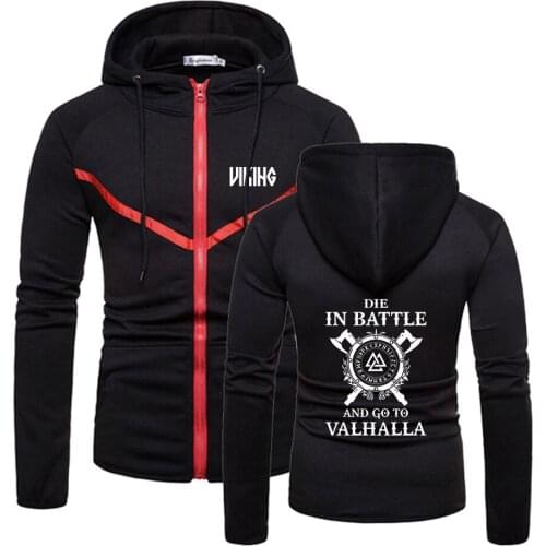 2020 Odin Viking Die In Battle And Go To Valhalla New Brand High Quality Wild Men Zipper Sweatshirts Muscle Sportswear Hoodies