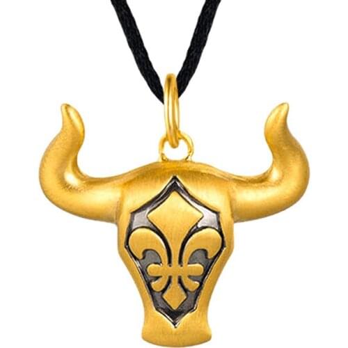 New Arrival 24K Yellow Gold Pendant 999 Gold Mens Cattle Necklace Pendant
