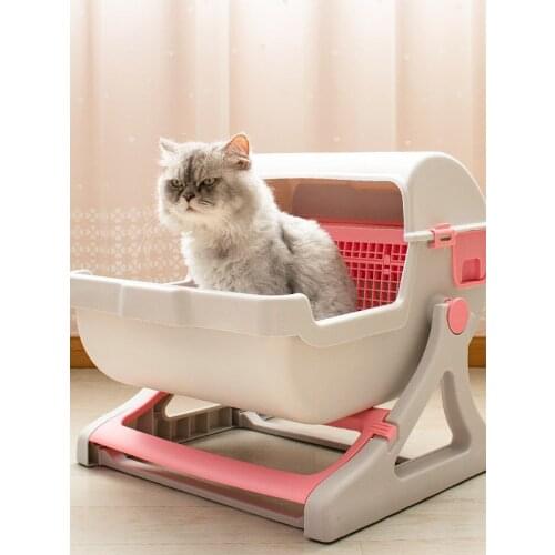 Extra Large Semi-automatic Cat Toilet Semi enclosed Drawer Type Cleaning Box Cat litter Box Furniture Pets Supplies