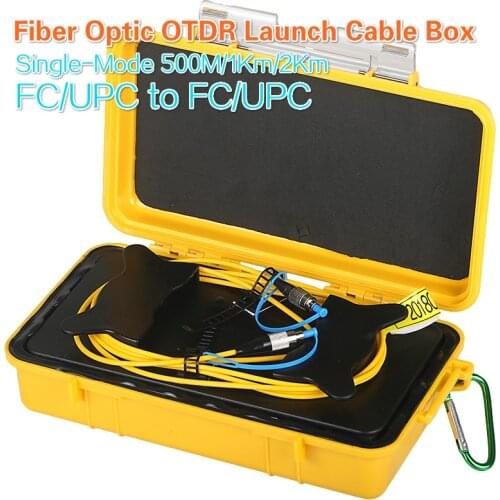Single-Mode FC/UPC to FC/UPC for 500M 1Km 2Km 1310/1550nm Fiber Optic OTDR Launch Cable Dead Zone Eliminator Fiber Rings Box