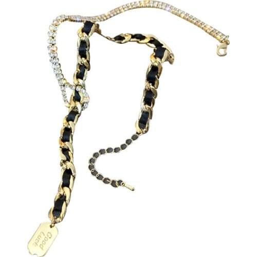 RZ024 Winding Diamond Good Luck Necklace Personality Hip Hop Net Red Pendant Sweater Chain