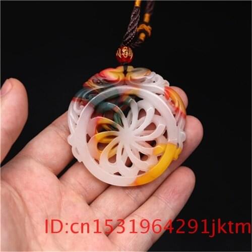 Jade Dragon Pendant Necklace Amulet Women for Charm Double-sided Color Chinese Jewelry Gifts Hollow Men Natural Fashion Jadeite