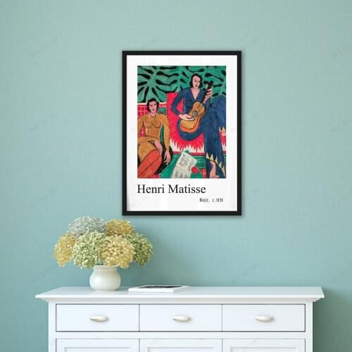 Home Decor poster Not frame on matisse Music, 1939-Henri Matisse reproduction wall decor matt black playing guitar wall art