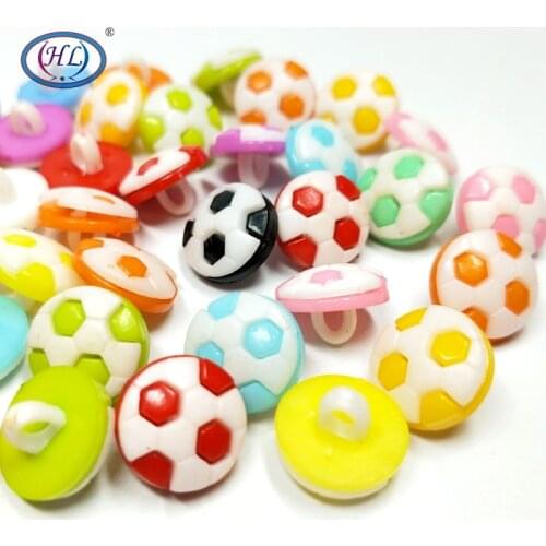 HL 12mm 50/120pcs Mixed Color Football Shank Plastic Buttons Kids Apparel Sewing Accessories DIY Scrapbooking Crafts