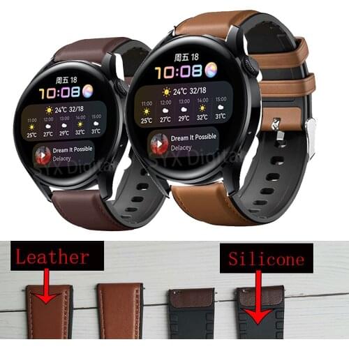 Watch Band 22mm Silicone Leather Strap For Huawei Watch 3 Smart Watch Strap For Huawei GT 2 46mm /GT2 Pro Wristband Bracelet