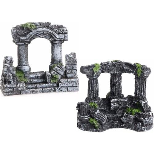 Retro Aquarium Fish Tank Square Rome Stone Pillars Resin Manual Stone Landscaping Decoration for Aquarium Fish Tank