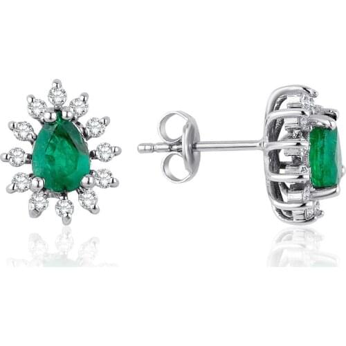 Symbol Gold 1.40 Carat Diamond Emerald Earring Piece Jewelry Rope Chain Charm Earring Jacket Bead Figure For Women