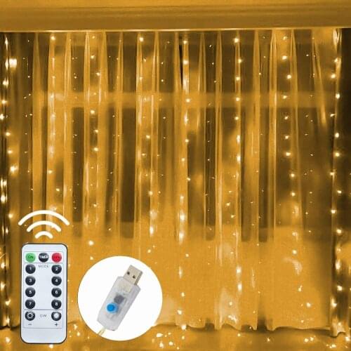 3x1/2/3M LED Curtain Garland USB Window String Lights Fairy Festoon with Remote Christmas Wedding Holiday Decoration for Home