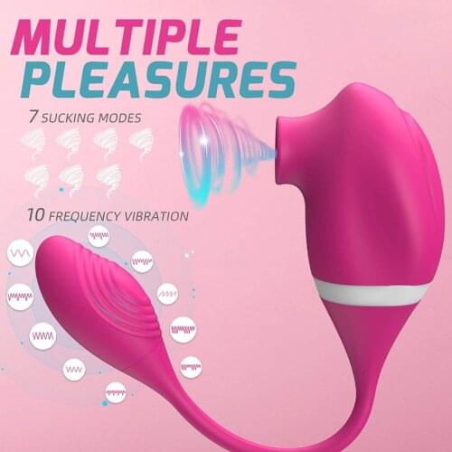2 In 1 Sucking Vibrator with Vibrating Egg G-spot Clitoris Stimulator Female Masturbator Nipple Vaginal Sucker Sex Toy for Women