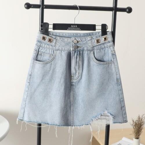 Woman Summer denim mini skirts with lining A-line skirts 2020 Faldas Streetwear Girl Little Black Skirt Pockets