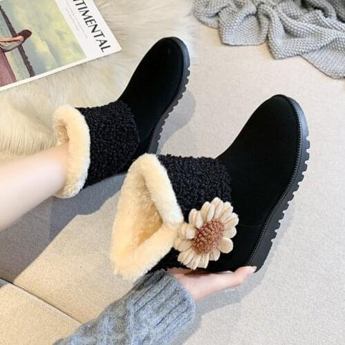 Sunflower Women Snow Boots 2021 New Winter Thick Warm Cotton Boots Female Casual Non-slip Boots Student Plush Warm Cotton Shoes
