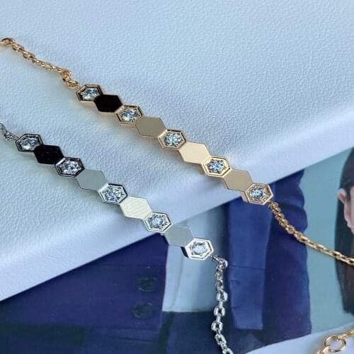 Female fashion noble S925 sterling silver hexagonal design zircon bracelet shape original high quality exquisite jewelry gift