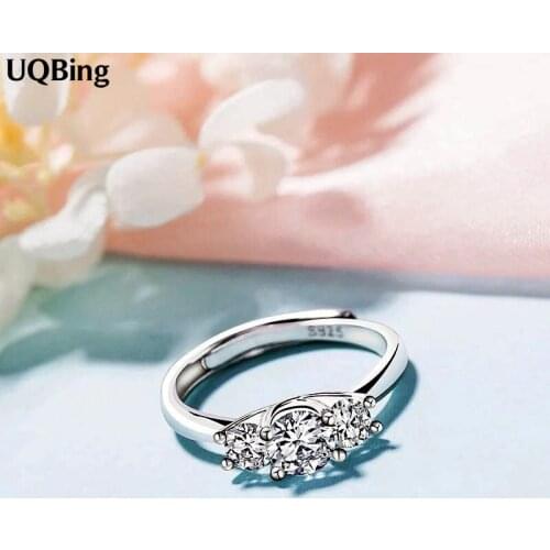 925 Sterling Silver Luxury Crystal Rings for Women Jewelry Fashion Open Adjustable Finger Ring