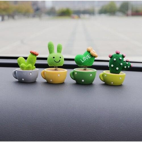 1 Set Cartoon Cactus Adornments Lovely Car Interior Sturdy Prime Car Decor Resin Car Decoration Car Desktop Dashboard Ornaments