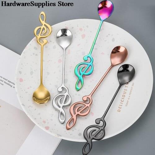 1PCS Stainless Steel Mug Spoon Music Bar Ice Bar Creative Tableware Gifts Spoon Music Note Spoon Coffee Spoon Stirring Spoon