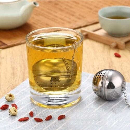 1PCS Stainless Steel Ball Tea Infuser Mesh Filter Strainer w/hook Loose Tea Leaf Spice Ball With Rope Chain Home Kitchen Tools