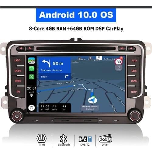 7" DSP Android 10.0 Car DVD Radio CarPlay & Auto GPS 4G DAB+ WiFi Head Unit Multimedia for VW Volkswagen Jetta V Golf Plus EOS