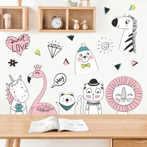 8 Big Cartoon Cute Animal Wall Stickers Ins Style Creative Room Sticker for Children Bedroom Decoration DIY Art Mural